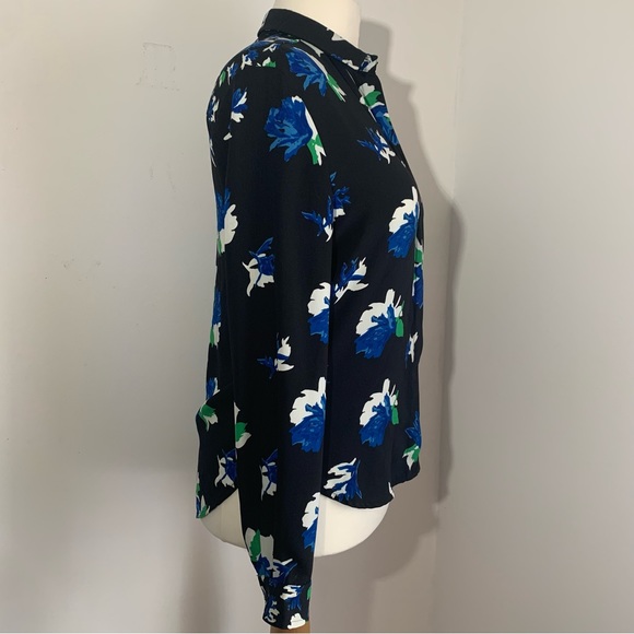 Warehouse Black Floral Shirt Blouse Top  Long Sleeve Button Down Pocket Sz UK 12 - Picture 5 of 13